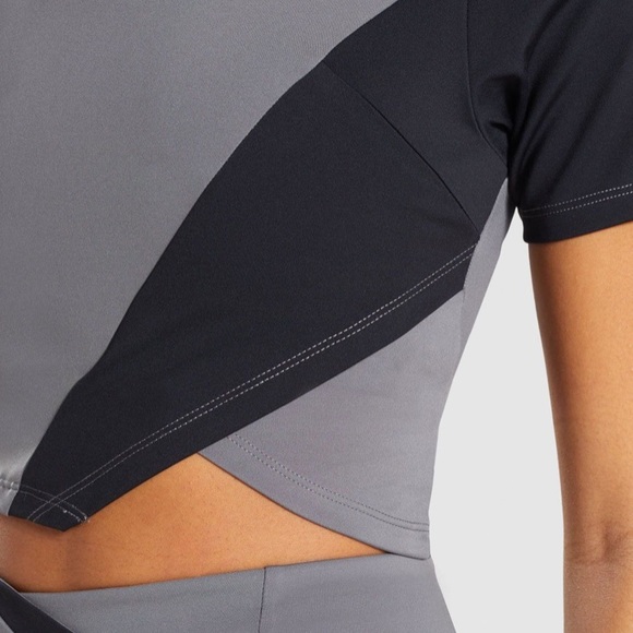 Gymshark asymmetric crop top smokey grey black XS - Picture 3 of 8
